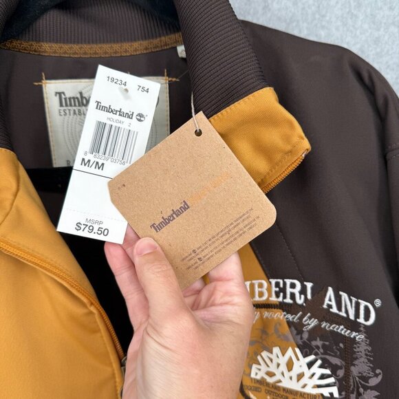 Timberland Mens VTG Y2K Full Zip Track Jacket Size M Brown Relaxed Fit Skate NEW - Picture 7 of 13